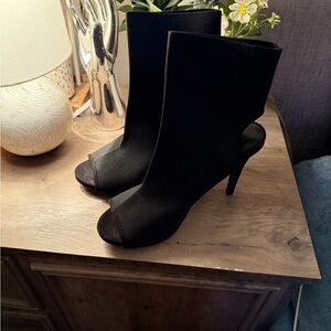 Madden Girl Black Peep-Toe Heeled Boots